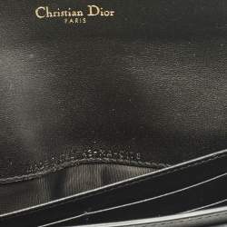 Pre Owned Dior Black Leather Saddle Wallet on Chain