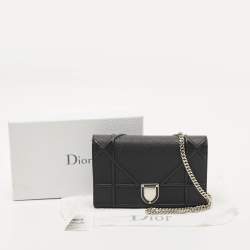 Pre Owned Dior Black Cannage Leather Diorama Wallet on Chain