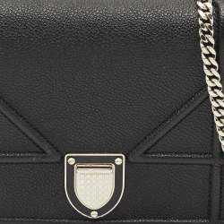 Pre Owned Dior Black Cannage Leather Diorama Wallet on Chain