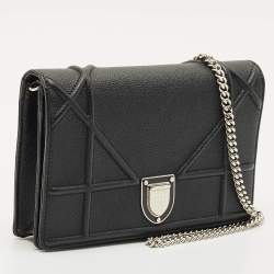 Pre Owned Dior Black Cannage Leather Diorama Wallet on Chain