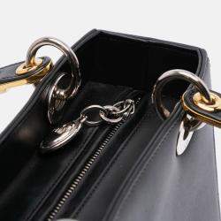 Pre Owned Dior Black Medium Calfskin Patch Embellished Lady Dior