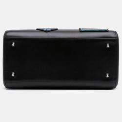 Pre Owned Dior Black Medium Calfskin Patch Embellished Lady Dior