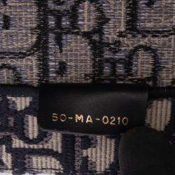 Pre Owned Dior Navy Blue Medium Oblique Canvas Book Tote
