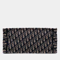 Pre Owned Dior Navy Blue Medium Oblique Canvas Book Tote