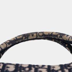 Pre Owned Dior Navy Blue Medium Oblique Canvas Book Tote