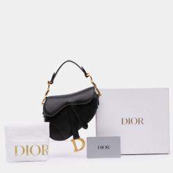 Pre Owned Dior Black Micro Goatskin Saddle