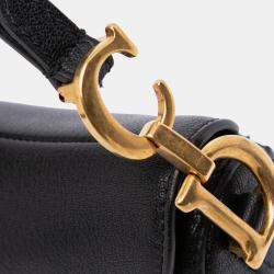 Pre Owned Dior Black Micro Goatskin Saddle