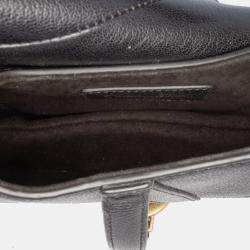 Pre Owned Dior Black Micro Goatskin Saddle