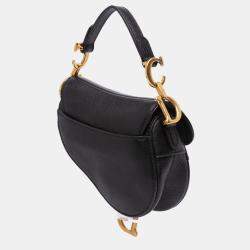 Pre Owned Dior Black Micro Goatskin Saddle