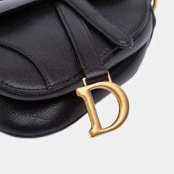 Pre Owned Dior Black Micro Goatskin Saddle