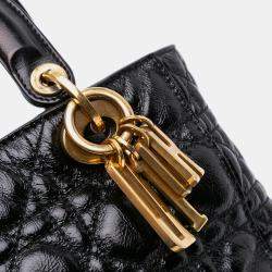 Pre Owned Dior Black Small Crinkled Patent Cannage My ABCDior Lady Dior
