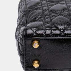 Pre Owned Dior Black Small Crinkled Patent Cannage My ABCDior Lady Dior