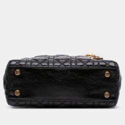 Pre Owned Dior Black Small Crinkled Patent Cannage My ABCDior Lady Dior
