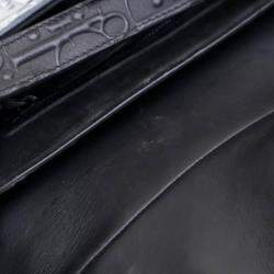 Pre Owned Dior Medium Oblique Embossed Black Calf Leather Saddle Bag