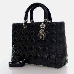 Pre Owned Dior Vintage Large Black Lambskin Lady Dior