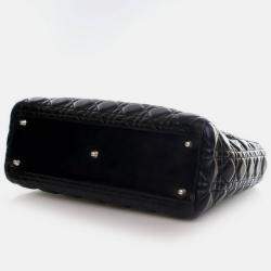 Pre Owned Dior Vintage Large Black Lambskin Lady Dior