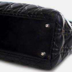 Pre Owned Dior Vintage Large Black Lambskin Lady Dior