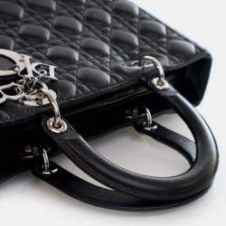 Pre Owned Dior Vintage Large Black Lambskin Lady Dior
