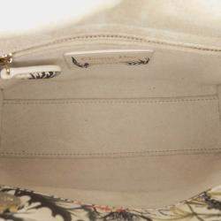 Pre Owned Dior White Mini Calfskin Beaded Embroidered Jardin Naturel Lady Dior