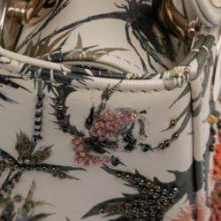 Pre Owned Dior White Mini Calfskin Beaded Embroidered Jardin Naturel Lady Dior