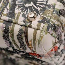 Pre Owned Dior White Mini Calfskin Beaded Embroidered Jardin Naturel Lady Dior