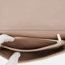 Pre Owned Dior Pink Small Tweed Macrocannage Caro Bag