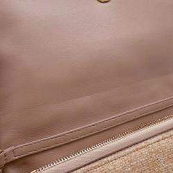 Pre Owned Dior Pink Small Tweed Macrocannage Caro Bag