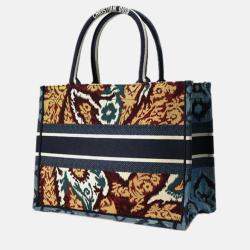 Pre Owned Dior Yellow Medium Canvas Embroidered Paisley Book Tote