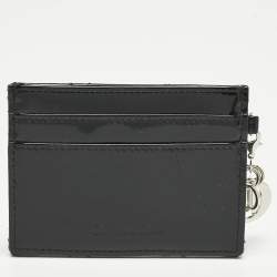 Pre Owned Dior Black Cannage Patent Leather Lady Dior Card Holder