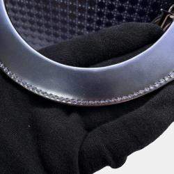 Pre Owned Dior Lady Dior 2Way Handbag Metalicpurple Leather Size Medium