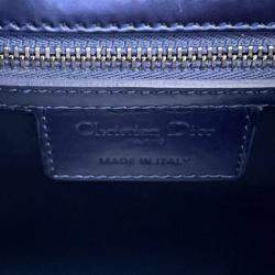 Pre Owned Dior Lady Dior 2Way Handbag Metalicpurple Leather Size Medium