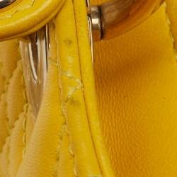 Pre Owned Dior Yellow Cannage Leather Medium Lady Dior Tote