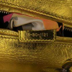 Pre Owned Dior Yellow Anselm Reyle Medium Metallic Lambskin Cannage Lady Dior