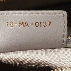 Pre Owned Dior Grey Cannage Leather Medium Lady Dior Tote