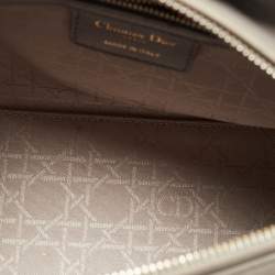 Pre Owned Dior Grey Cannage Leather Medium Lady Dior Tote