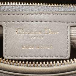 Pre Owned Dior Grey Cannage Leather Medium Lady Dior Tote