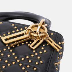 Pre Owned Dior Black Mini Lambskin Cannage Studded Supple Lady Dior