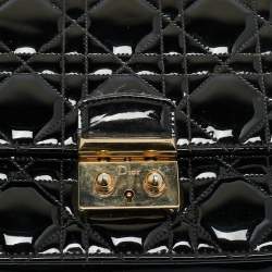 Pre Owned Dior Black Cannage Patent Leather Miss Dior Promenade Chain Bag