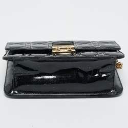 Pre Owned Dior Black Cannage Patent Leather Miss Dior Promenade Chain Bag