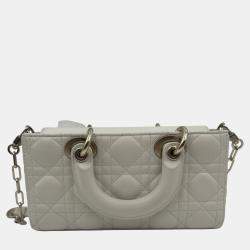Pre Owned Dior White Cannage Leather Medium Lady D-Joy Tote