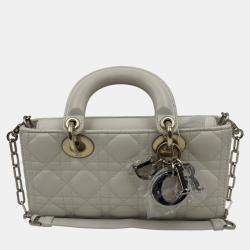 Pre Owned Dior White Cannage Leather Medium Lady D-Joy Tote