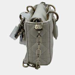 Pre Owned Dior White Cannage Leather Medium Lady D-Joy Tote