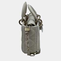 Pre Owned Dior White Cannage Leather Medium Lady D-Joy Tote