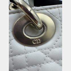 Pre Owned Dior White Cannage Leather Medium Lady D-Joy Tote