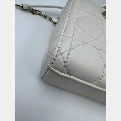 Pre Owned Dior White Cannage Leather Medium Lady D-Joy Tote