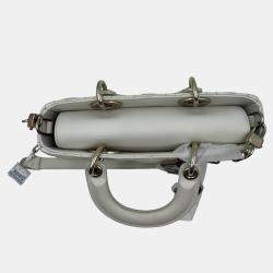 Pre Owned Dior White Cannage Leather Medium Lady D-Joy Tote