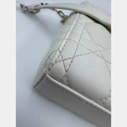 Pre Owned Dior White Cannage Leather Medium Lady D-Joy Tote