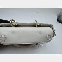 Pre Owned Dior White Cannage Leather Medium Lady D-Joy Tote