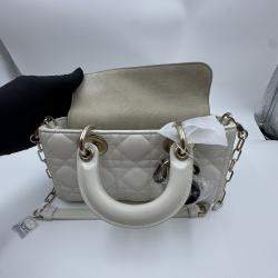 Pre Owned Dior White Cannage Leather Medium Lady D-Joy Tote