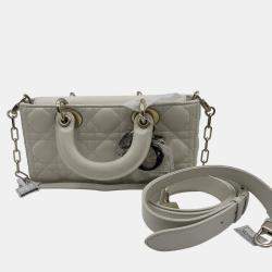 Pre Owned Dior White Cannage Leather Medium Lady D-Joy Tote